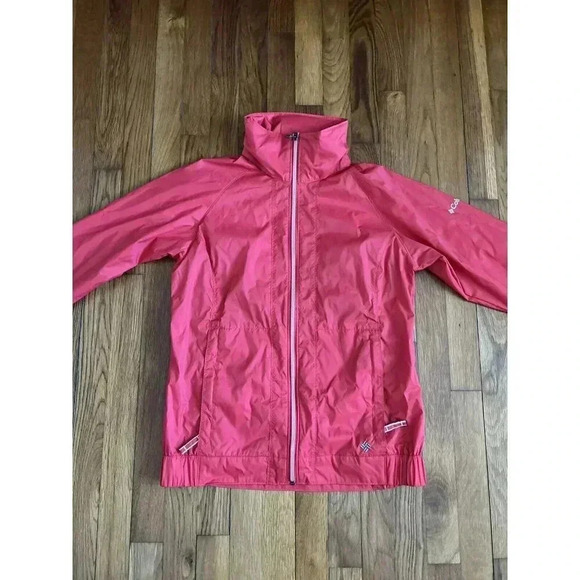 Columbia Rain Jacket Womens Red Hood Long Sleeve Full Zip Omni- Shield Size S - Picture 2 of 7